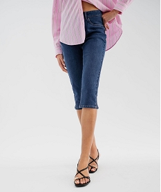 GEMO Pantacourt en jean coupe slim femme Bleu