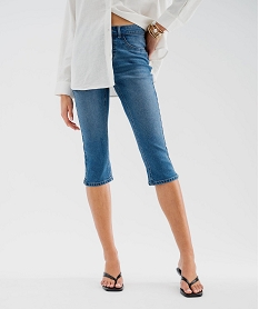 GEMO Pantacourt en jean coupe slim femme bleu standard