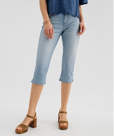 GEMO Pantacourt en jean coupe slim femme Bleu