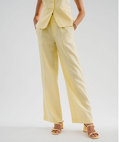GEMO Pantalon ample en viscose et lin femme Jaune