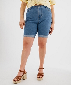 GEMO Bermuda en jean stretch à revers femme grande taille bleu standard
