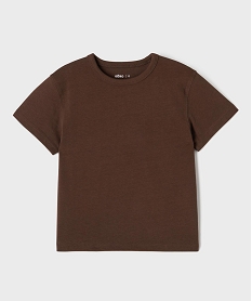 GEMO Tee-shirt manches courtes et col rond en coton épais garçon marron fonce