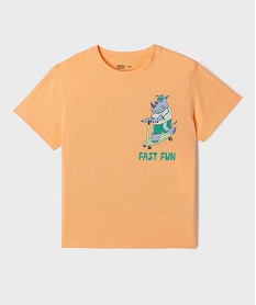 GEMO Tee-shirt manches courtes à motif poitrine et dos garçon Orange