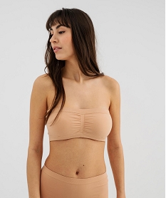GEMO Soutien-gorge bandeau sans coutures avec coussinets amovibles Beige