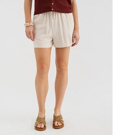 GEMO Short ample en viscose et lin femme Beige