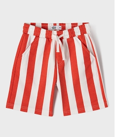 GEMO Bermuda rayé en maille French Terry avec taille ajustable garçon Rouge