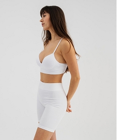 GEMO Boxer long sans coutures en maille côtelée femme blanc standard