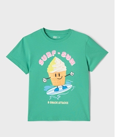 GEMO Tee-shirt manches courtes à motif fun et sequins garçon Vert