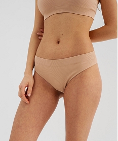 GEMO Tanga sans coutures en maille côtelée femme Beige