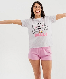 GEMO Pyjashort bicolore avec motif femme - Diddl Gris