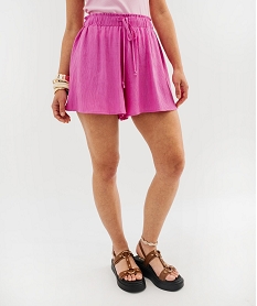 GEMO Short ample et fluide en viscose plissée femme rose standard