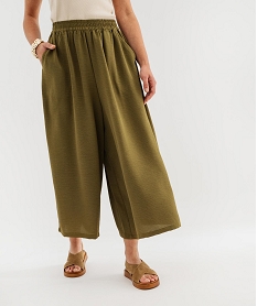 GEMO Pantacourt fluide en matière recyclée femme vert standard