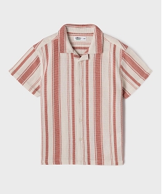 GEMO Chemise manches courtes à rayures garçon Beige