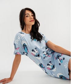 GEMO Chemise de nuit manches courtes à motifs Stitch femme - Disney Bleu