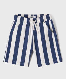 GEMO Bermuda rayé en maille French Terry avec taille ajustable garçon Bleu