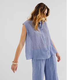 GEMO Blouse sans manches coupe oversize femme bleu standard