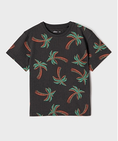 GEMO Tee-shirt manches courtes oversize à motifs palmiers garçon Gris
