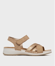 GEMO Sandales confort avec brides pailletées femme beige standard