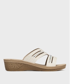 GEMO Mules confort avec strass à talon compensé femme blanc standard