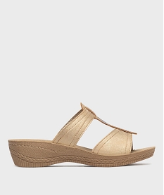 GEMO Mules confort à talon compensé et semelle intérieure cuir femme - GFlex Beige