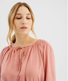 robe courte a manches longues en satin femme rose standard robes courtesL281501_3