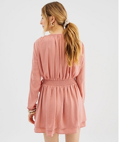 robe courte a manches longues en satin femme rose standard robes courtesL281501_4