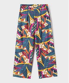 GEMO Pantalon large et fluide en viscose imprimé tropical fille Vert