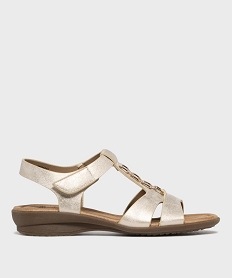 GEMO Sandales confort femme avec bijou et fermeture scratch dore