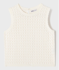 GEMO Débardeur court en coton ajouré fille Beige