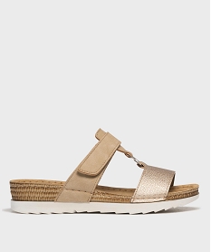 GEMO Sandales mules confort avec semelle compensée femme Jaune