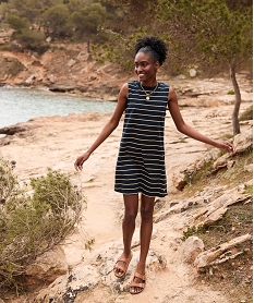 GEMO Robe courte sans manches à rayures femme - LuluCastagnette Bleu