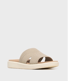 mules a petite semelle plateforme et large bride en textile femme beige standard mules et sabotsL292701_2