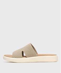 mules a petite semelle plateforme et large bride en textile femme beige standard mules et sabotsL292701_3