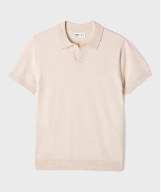 GEMO Polo en maille à col sans boutons garçon beige standard