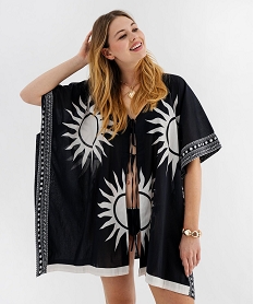 GEMO Robe de plage à motifs soleils femme noir standard