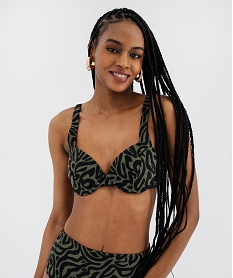 GEMO Haut de maillot de bain corbeille à bonnets moussés femme Vert