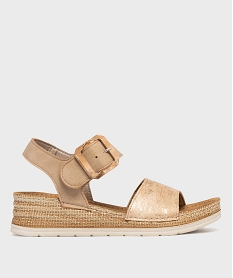 GEMO Sandales à talon compensé et scratch légères femme - Emilia Rosa Beige