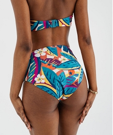 bas de maillot de bain culotte taille haute fleurie femme bleuL298501_2