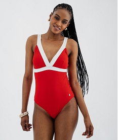 GEMO Maillot de bain une pièce bicolore avec mousses amovibles  femme - LuluCastagnette rouge standard