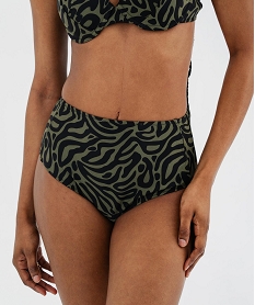 GEMO Bas de maillot de bain forme culotte taille haute sculptant femme Vert