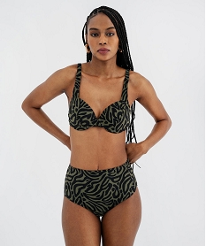 bas de maillot de bain forme culotte taille haute sculptant femme vertL300901_3