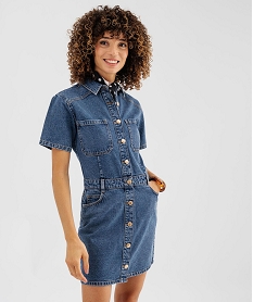 GEMO Robe en jean courte forme chemise femme - LuluCastagnette bleu standard