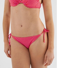 GEMO Bas de maillot de bain tanga à motif vichy femme rose standard