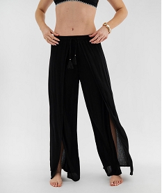 GEMO Pantalon de plage large et fluide femme noir standard