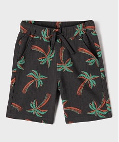 GEMO Bermuda en maille texturée à motifs palmiers garçon Gris