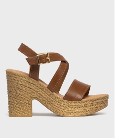 GEMO Sandales à brides croisées à semelle plateforme femme - Valentina Baldano marron standard
