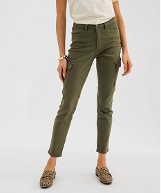 GEMO Jean cargo slim en denim stretch à taille normale femme Vert