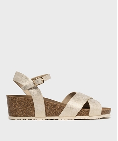 GEMO Sandales à talon compensé et larges brides croisées brillantes femme - Valentina Baldano Gris