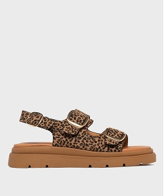 GEMO Sandales plateformes imprimé léopard femme beige chine