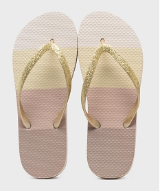 GEMO Tongs à brides pailletées femme Jaune
